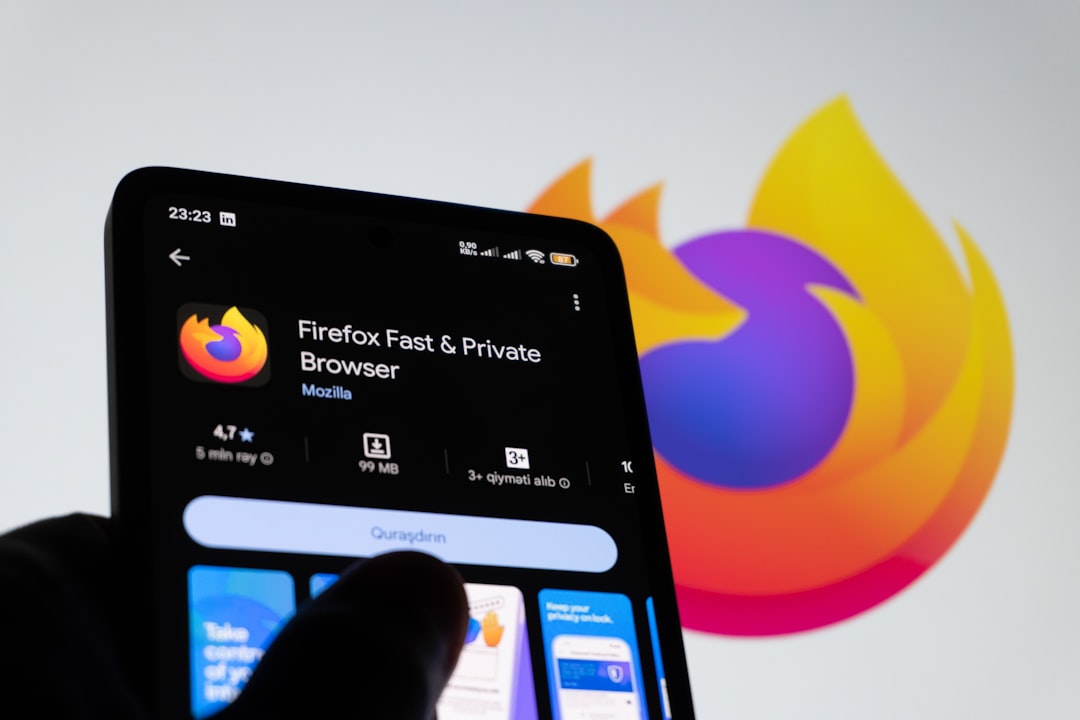 Smartphone displaying firefox browser app with logo.
