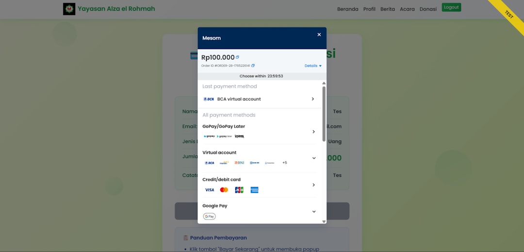 Online payment form with credit card options displayed.