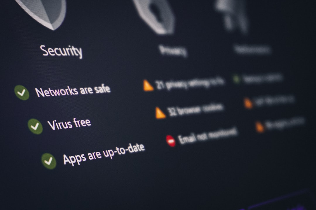 A security and privacy dashboard with its status.